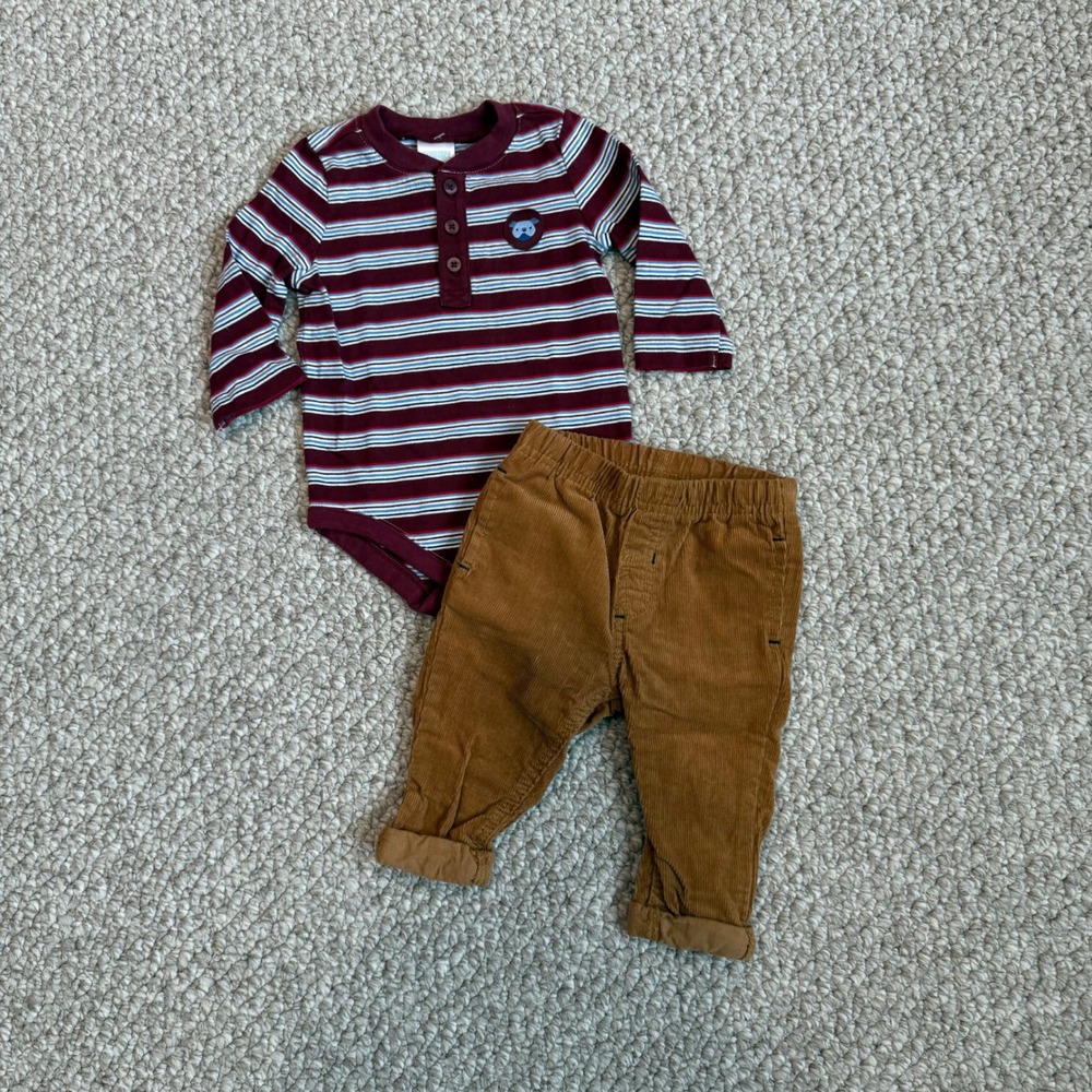 Gymboree Baby Outfit Set Size‎ 3-6 Months Striped Bodysuit Corduroy Pants Cute